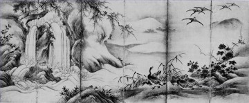 vier jahreszeiten links Kano Motonobu Japanese Oil Paintings